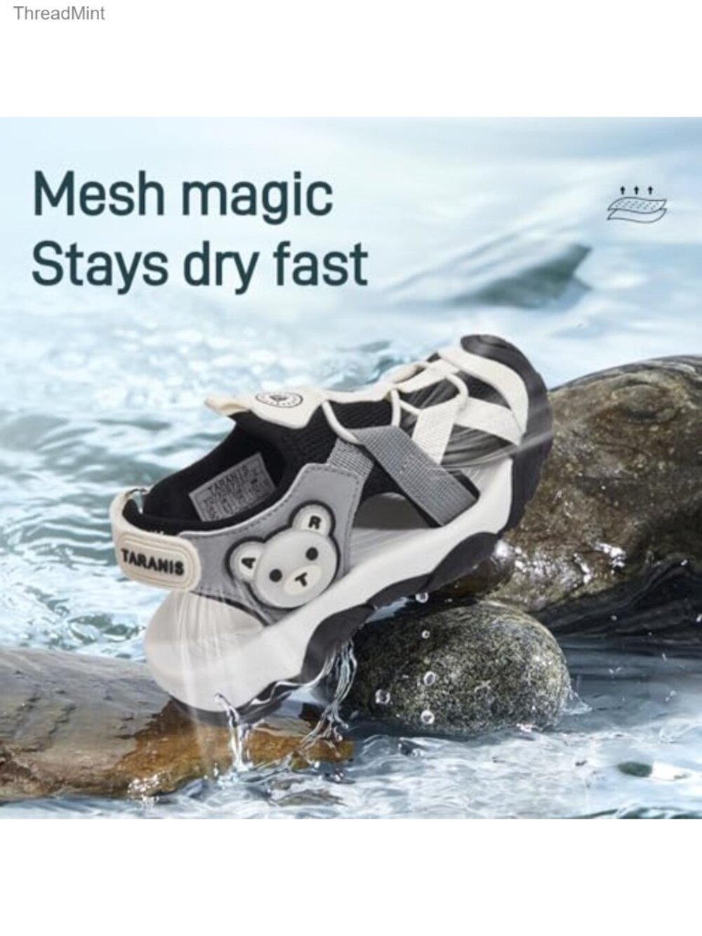 Kids Closed-Toe Athletic Sandals with Hook-and-Loop Straps - Picture 2 of 6